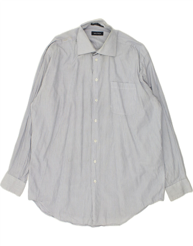 NAUTICA Mens Shirt Size 16 1/2 Large Grey Striped Cotton | Vintage Nautica | Thrift | Second-Hand Nautica | Used Clothing | Messina Hembry 