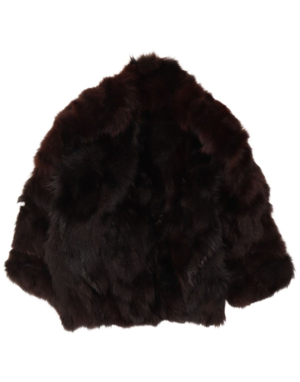 Vintage Womens Faux Fur Jacket EU 44 XL Brown