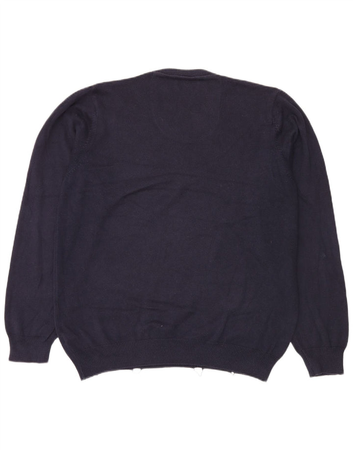Marks & Spencer Mens V-Neck Jumper Sweater Large Navy Blue Cotton