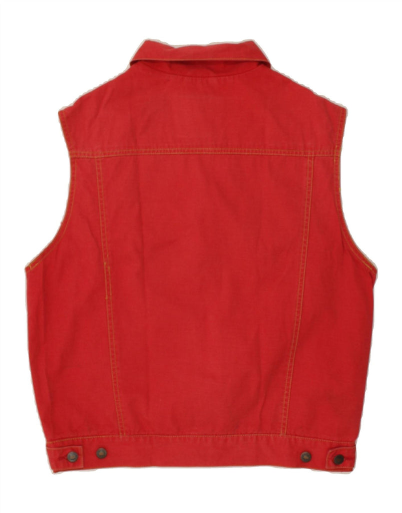 VINTAGE Mens Denim Gilet UK 38 Medium Red Cotton | Vintage Vintage | Thrift | Second-Hand Vintage | Used Clothing | Messina Hembry 