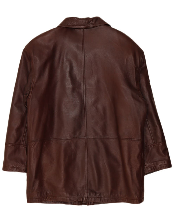 Vintage Mens Leather Coat UK 38 Medium Burgundy