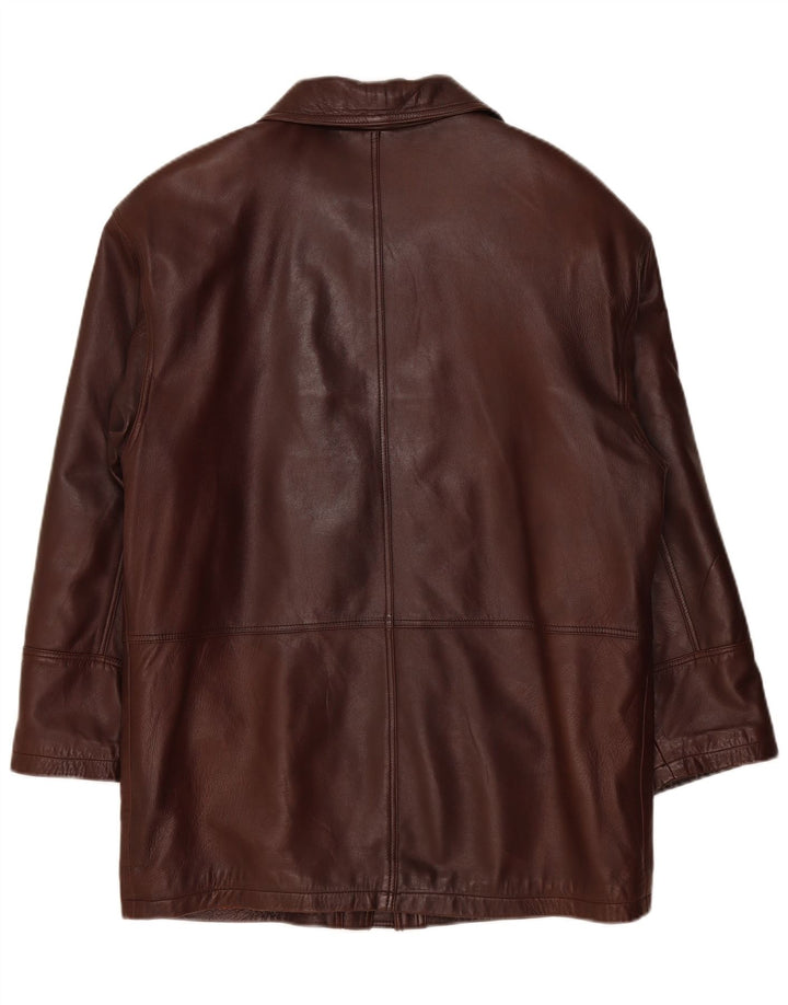 Vintage Mens Leather Coat UK 38 Medium Burgundy