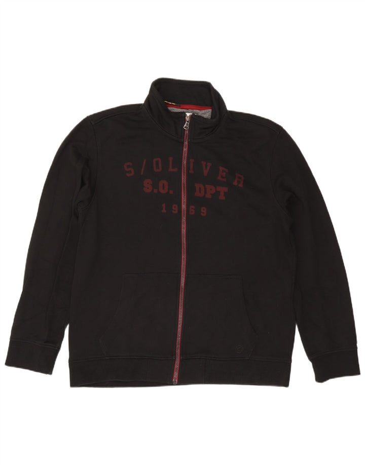 S.OLIVER Mens Graphic Tracksuit Top Jacket XL Black