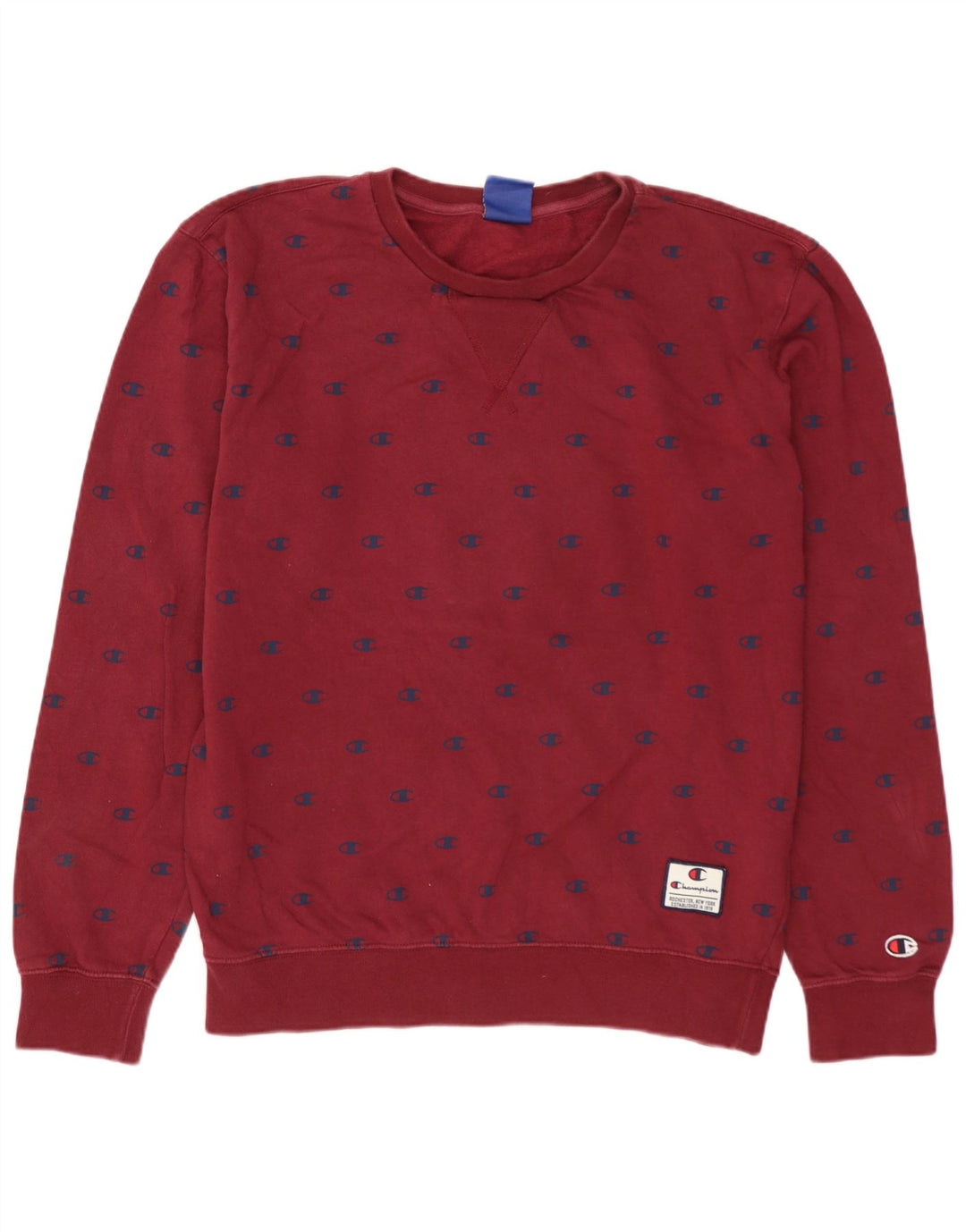 Champion Mens Graphic Sweatshirt Jumper Small Burgundy Cotton