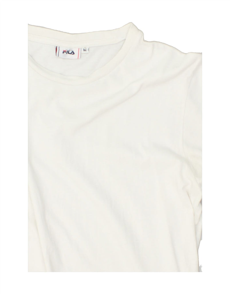 FILA Womens Graphic T-Shirt Top UK 12 Medium White Cotton | Vintage Fila | Thrift | Second-Hand Fila | Used Clothing | Messina Hembry 