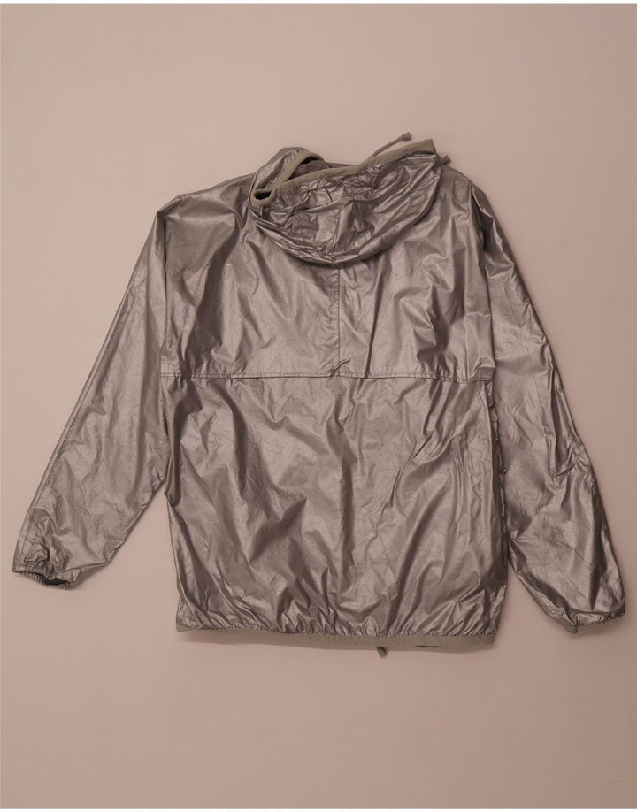 K-WAY Womens Loose Fit Hooded Rain Jacket UK 10 Small Silver Polyamide