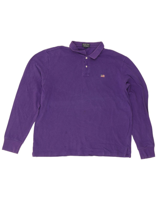 Ralph Lauren Mens Long Sleeve Polo Shirt Large Purple Cotton