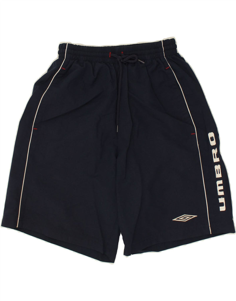 UMBRO Boys Sport Shorts 7-8 Years Small  Navy Blue Polyester | Vintage Umbro | Thrift | Second-Hand Umbro | Used Clothing | Messina Hembry 