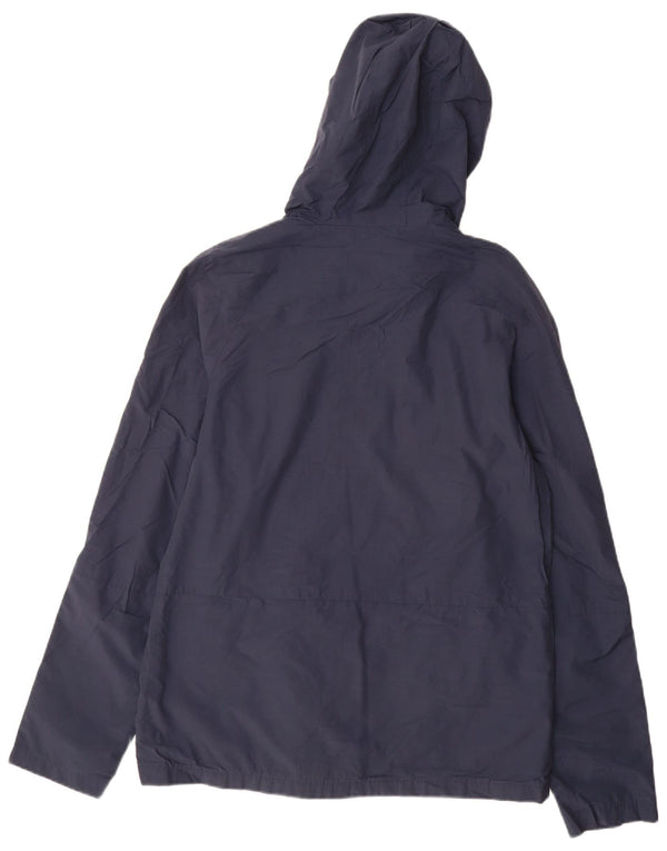 Jack Wills Mens Hooded Rain Jacket UK 40 Large Navy Blue Cotton