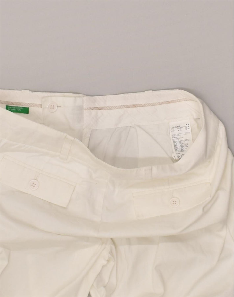 BENETTON Womens Straight Chino Trousers IT 42 Medium W32 L30 White Cotton | Vintage Benetton | Thrift | Second-Hand Benetton | Used Clothing | Messina Hembry 