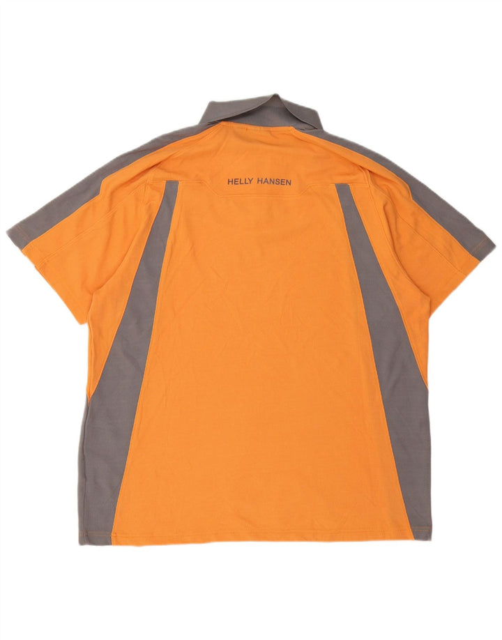 Helly Hansen Mens Polo Shirt 2XL Orange Colourblock Nylon