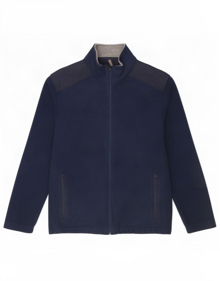 Marks & Spencer Mens Fleece Jacket UK 38 Medium Navy Blue Polyester