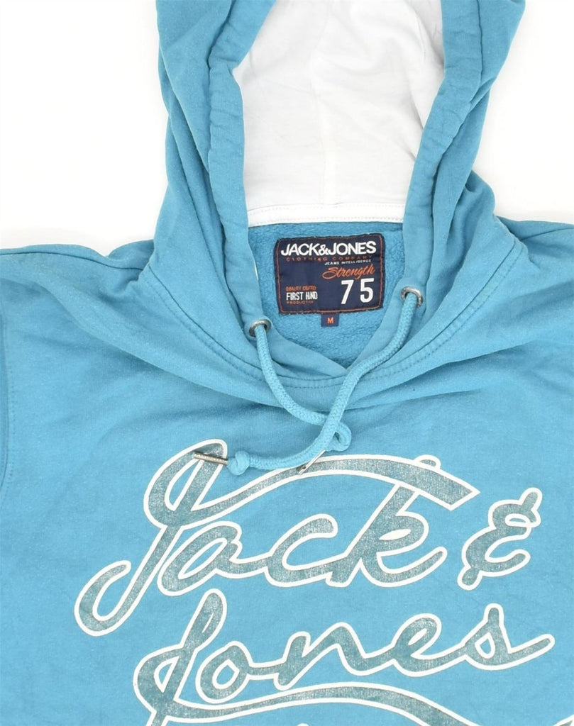 JACK & JONES Mens Graphic Hoodie Jumper Medium Blue Cotton | Vintage Jack & Jones | Thrift | Second-Hand Jack & Jones | Used Clothing | Messina Hembry 