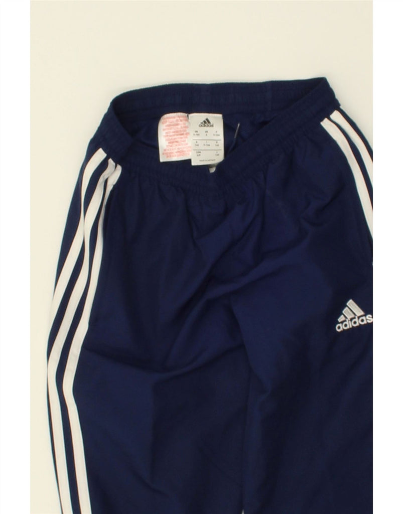ADIDAS Boys Tracksuit Trousers Joggers 9-10 Years Navy Blue Polyester | Vintage Adidas | Thrift | Second-Hand Adidas | Used Clothing | Messina Hembry 