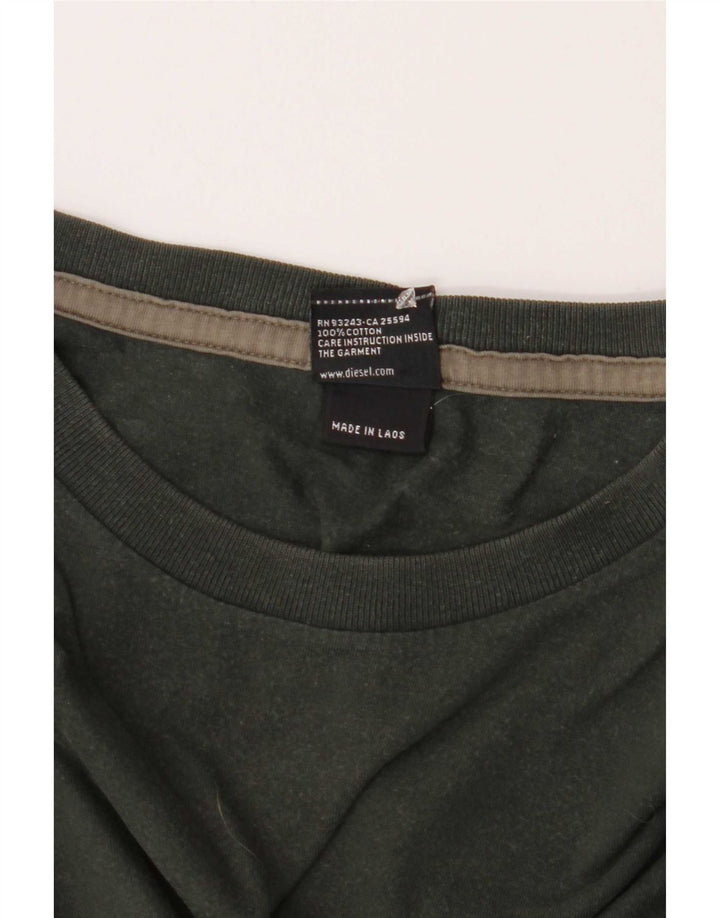 Diesel Mens Top Long Sleeve Medium Green Cotton