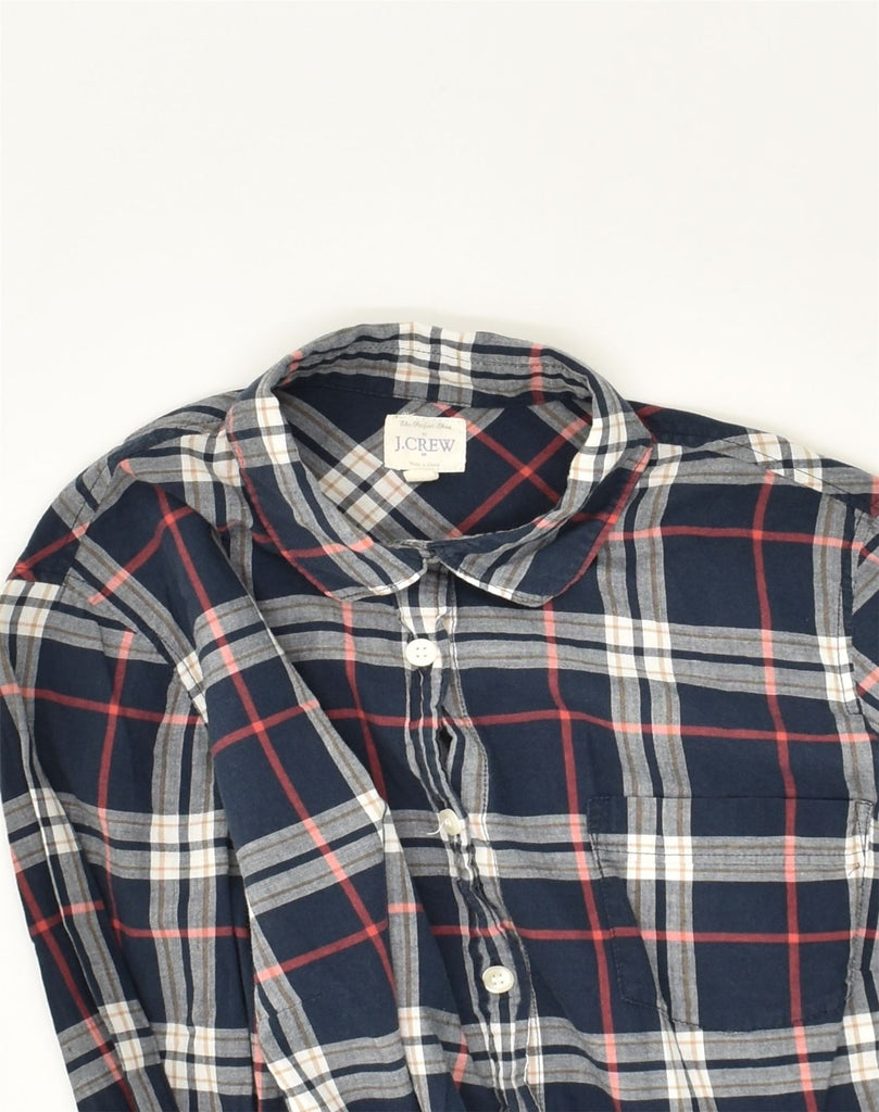 J. CREW Womens Shirt UK 6 XS Navy Blue Check Cotton | Vintage J. Crew | Thrift | Second-Hand J. Crew | Used Clothing | Messina Hembry 