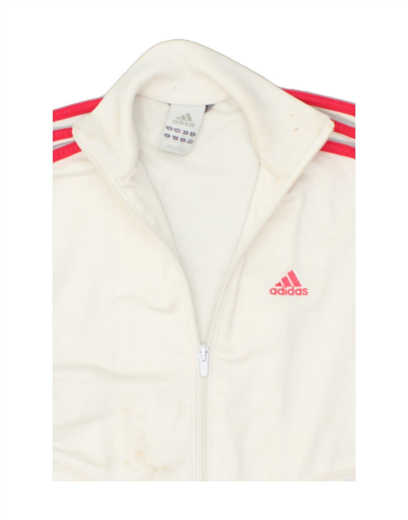 ADIDAS Girls Tracksuit Top Jacket 7-8 Years White Polyester | Vintage Adidas | Thrift | Second-Hand Adidas | Used Clothing | Messina Hembry 