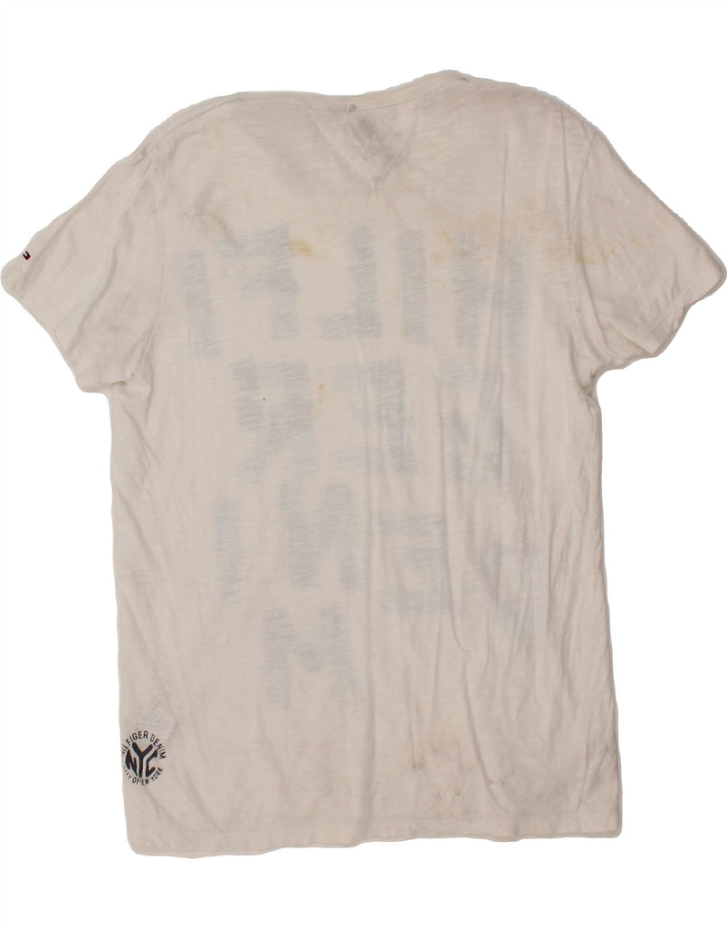 TOMMY HILFIGER Mens Graphic T-Shirt Top Medium White Vintage Tommy Hilfiger and Second-Hand Tommy Hilfiger from Messina Hembry 