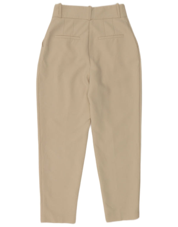 Zara Womens Tapered Suit Trousers Small W26 L27 Off White Polyester