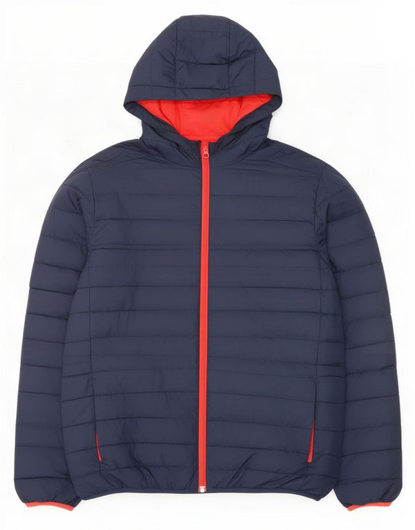 Quiksilver Boys Hooded Padded Jacket 15-16 Years XL Navy Blue Polyester