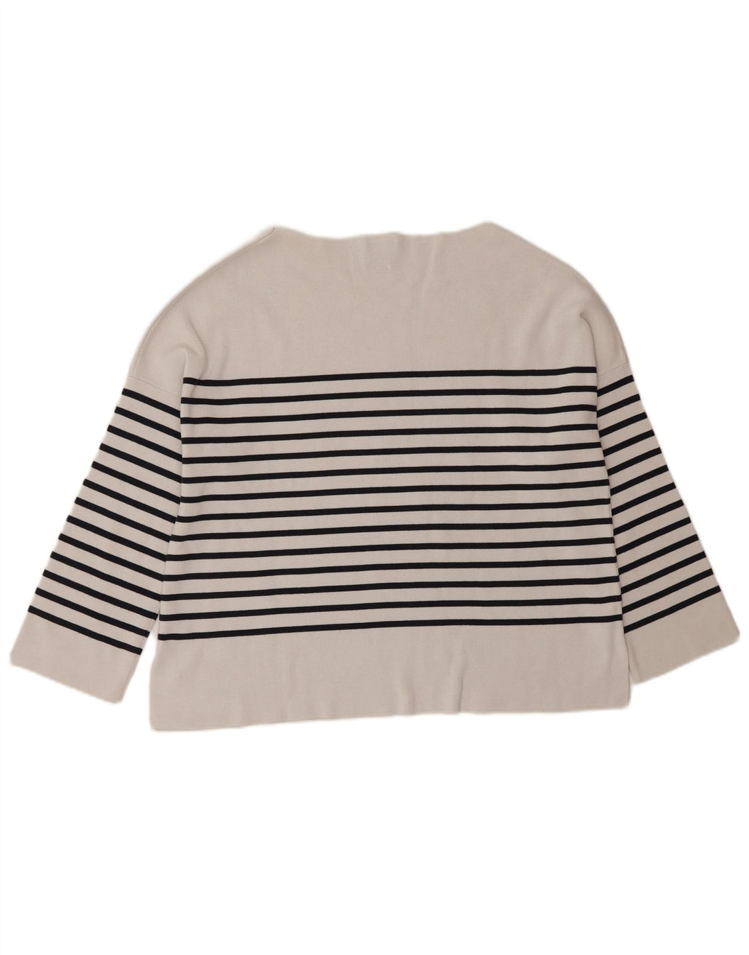 Massimo Dutti Womens Oversized Top 3/4 Sleeve UK 10 Small White Striped