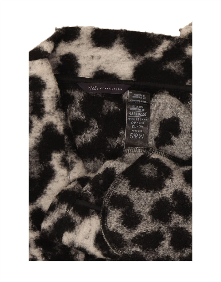 MARKS & SPENCER Womens Cardigan Sweater UK 12 Medium Black Animal Print Vintage Marks & Spencer and Second-Hand Marks & Spencer from Messina Hembry 