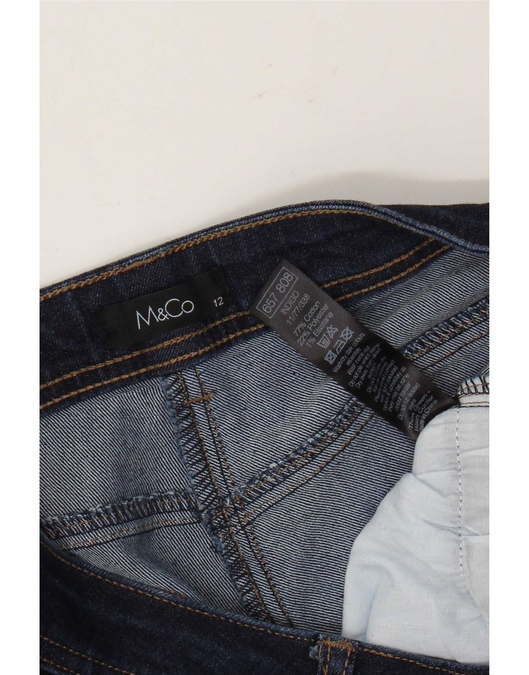 M&Co Womens Slim Jeans UK 12 Medium W32 L31 Navy Blue Cotton