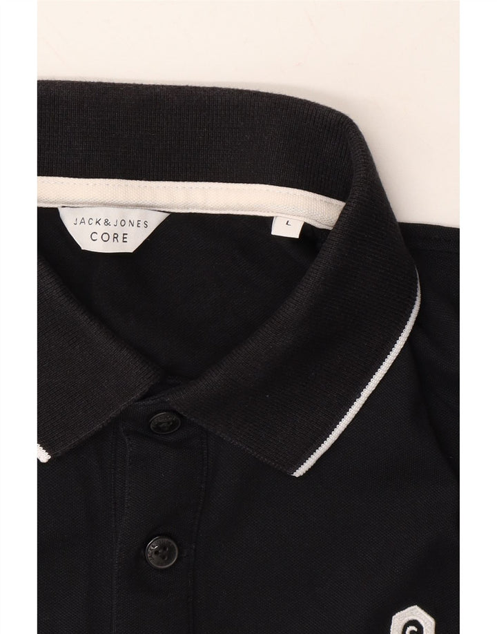 JACK & JONES Mens Polo Shirt Large Black Cotton Vintage Jack & Jones and Second-Hand Jack & Jones from Messina Hembry 