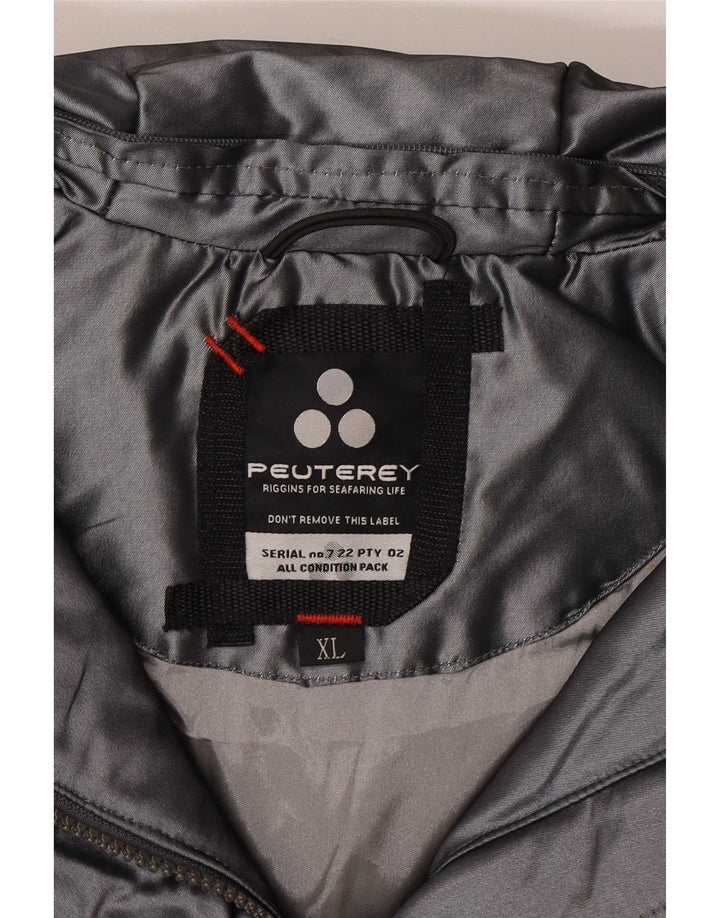 PEUTEREY Womens Hooded Windbreaker Jacket UK 18 XL Silver Polyester