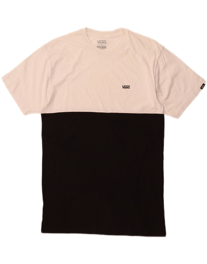 VANS Mens Classic Fit T-Shirt Top Medium White Colourblock