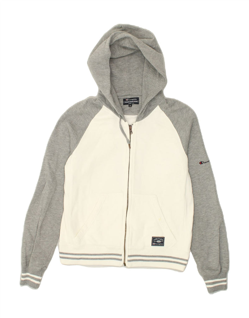 CHAMPION Mens Zip Hoodie Sweater Small Off White Colourblock Cotton | Vintage Champion | Thrift | Second-Hand Champion | Used Clothing | Messina Hembry 