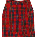Vintage Womens Pencil Skirt W24 Small Red Plaid