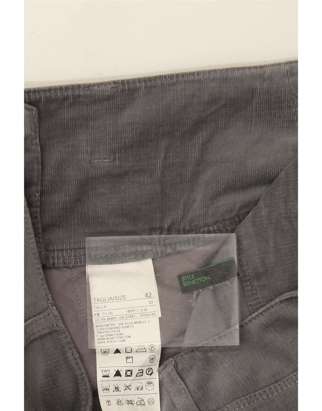 Benetton Womens Mini Corduroy Skirt IT 42 Medium W30 Grey Cotton
