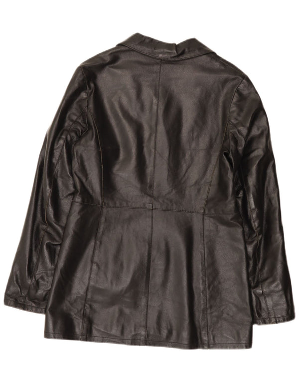 Vintage Womens Leather Jacket IT 42 Medium Black Leather