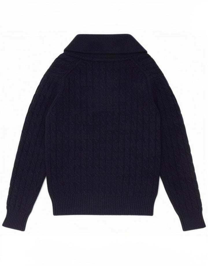 Lyle & Scott Mens Shawl Neck Jumper Sweater Medium Navy Blue Wool