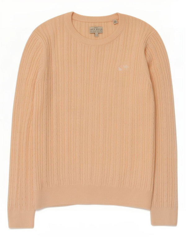 Jack Wills Womens Boat Neck Jumper Sweater UK 12 Medium Pink Cotton