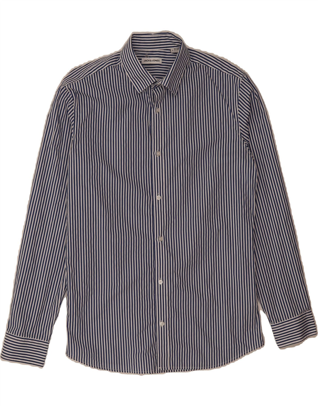 JACK & JONES Mens Shirt Large Blue Striped Cotton Vintage Jack & Jones and Second-Hand Jack & Jones from Messina Hembry 