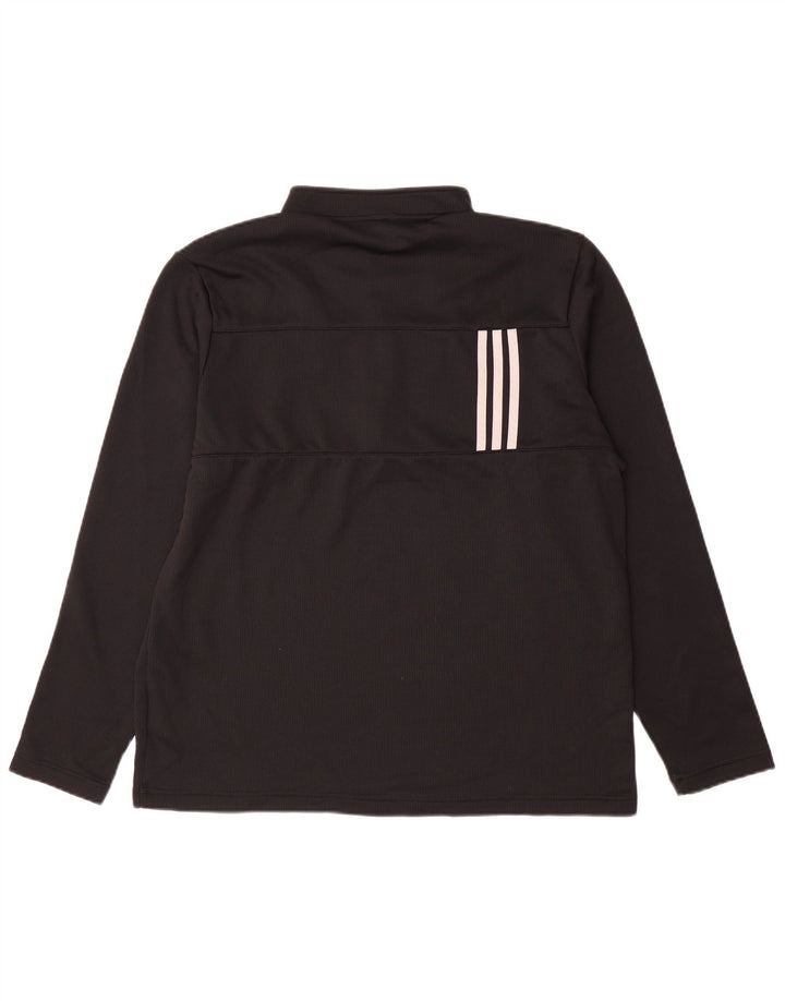 ADIDAS Mens Graphic Zip Neck Pullover Tracksuit Top XL Black Polyester