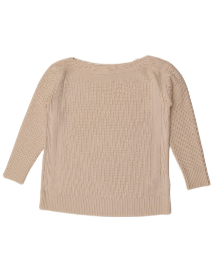 Reiss Womens Oversized Boat Neck Jumper Sweater UK 10 Small White Wool