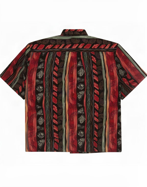 Ivy Crew Mens Short Sleeve Shirt 2XL Burgundy Floral Polyester