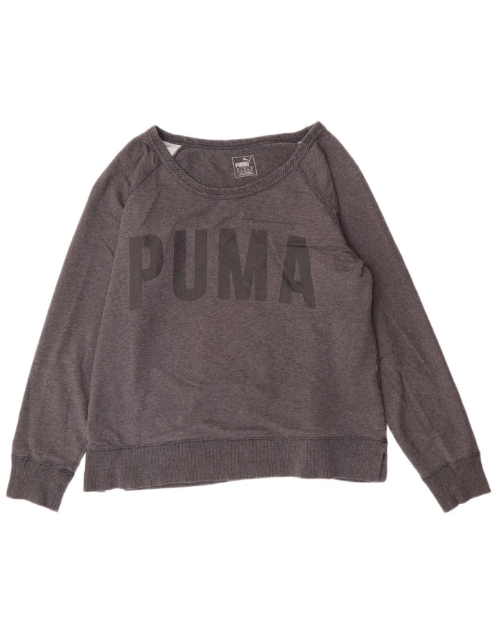 Puma Womens Crop Graphic Sweatshirt Jumper UK 16 Large Grey
