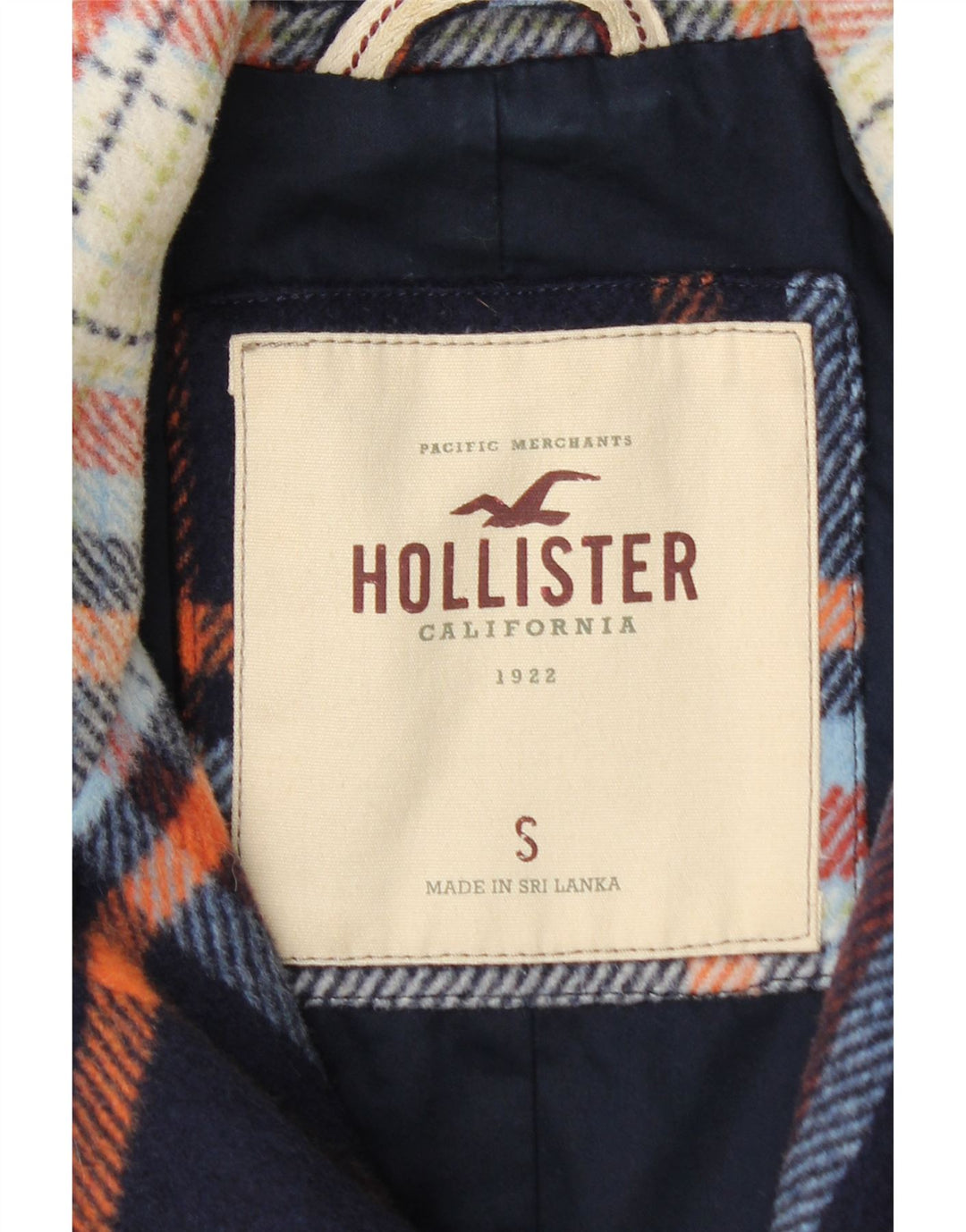 Hollister Womens Crop Bomber Jacket UK 10 Small Navy Blue Plaid Wool