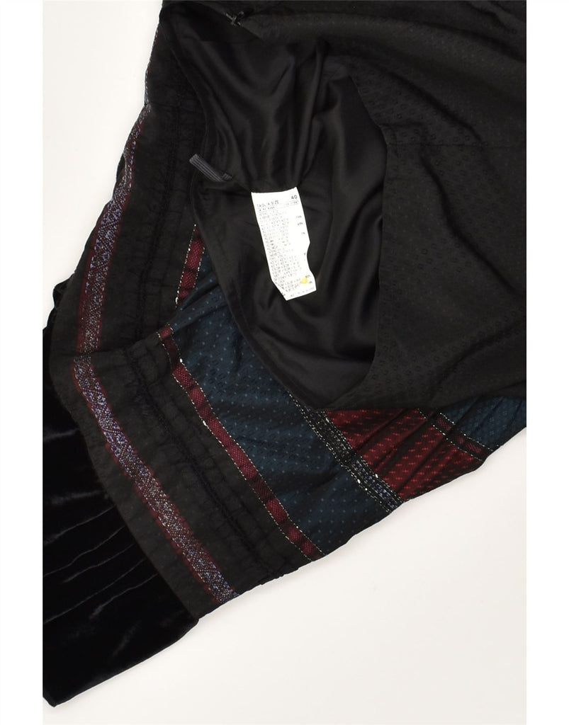 BENETTON Womens A-Line Skirt IT 40 Small W28 Black Patchwork Acetate | Vintage Benetton | Thrift | Second-Hand Benetton | Used Clothing | Messina Hembry 