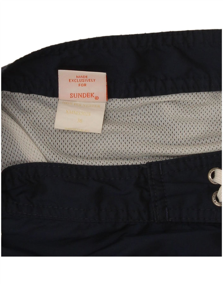 Sundek Mens Swimming Shorts Large  Navy Blue Striped Polyester