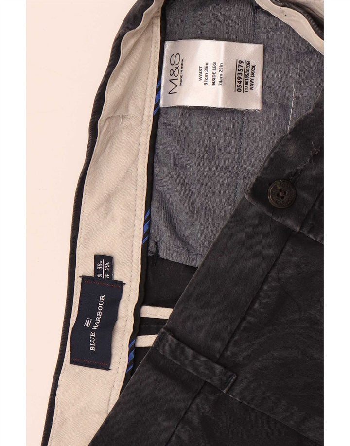 Marks & Spencer Mens Blue Harbour Straight Chino Trousers W36 L29 Navy