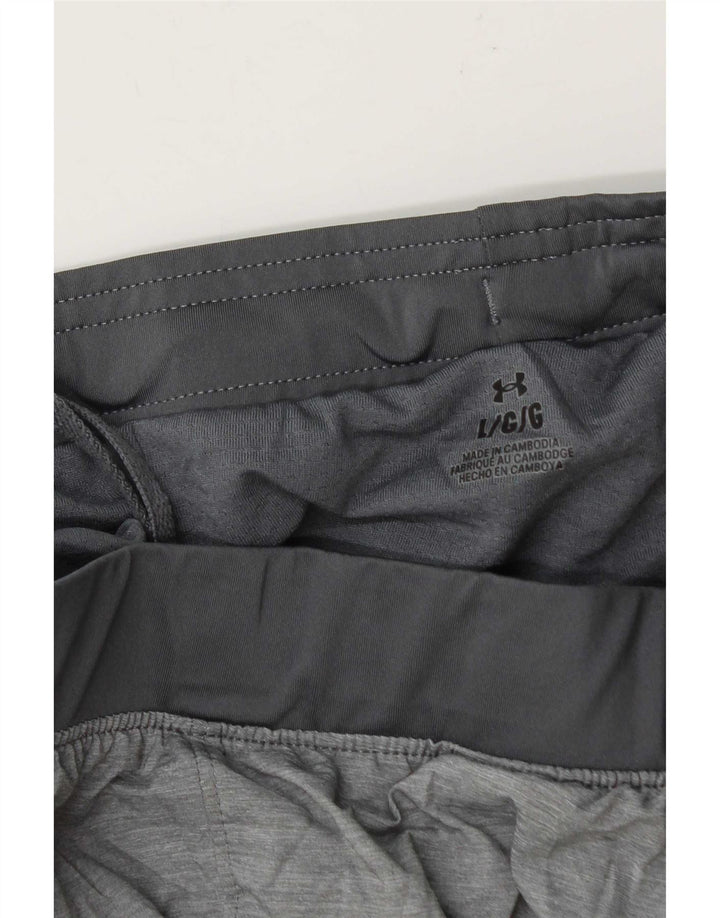 Under Armour Womens Sport Shorts UK 16 Large Grey Colourblock