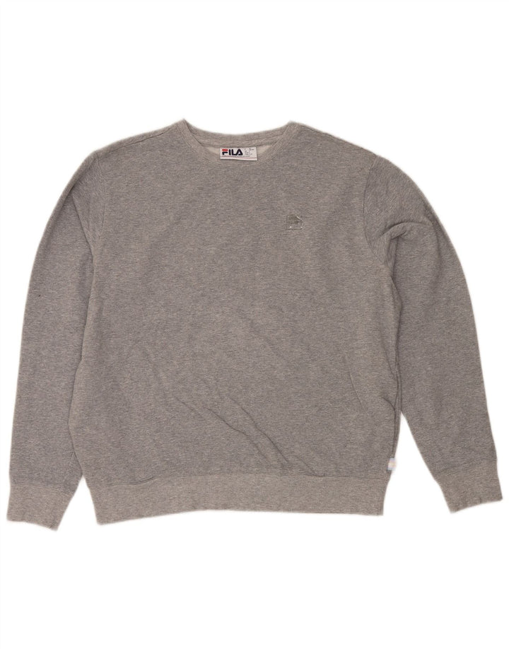 Fila Womens Sweatshirt Jumper UK 16 Large Grey Flecked Cotton