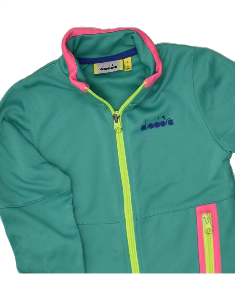 DIADORA Girls Tracksuit Top Jacket 5-6 Years Small Green Polyester | Vintage Diadora | Thrift | Second-Hand Diadora | Used Clothing | Messina Hembry 