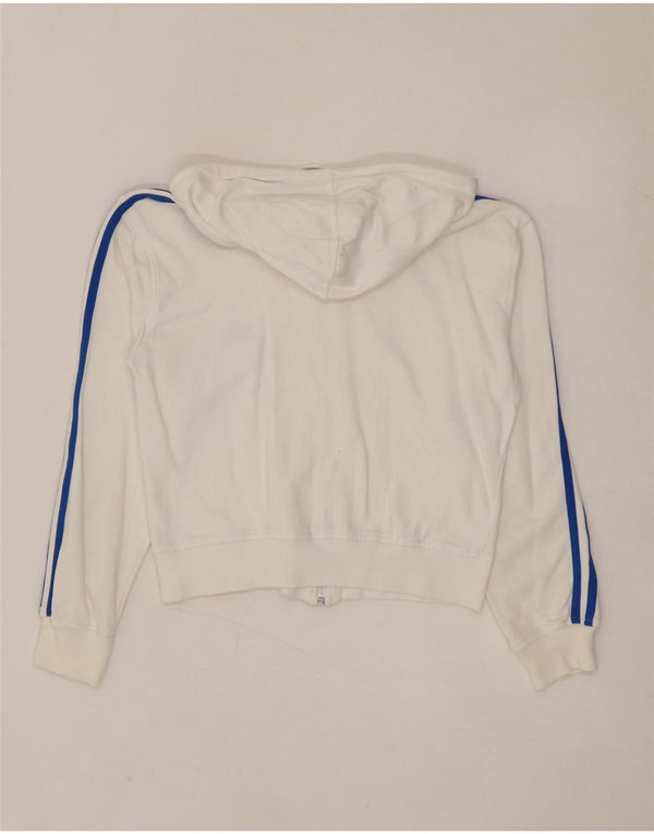 ADIDAS Womens Crop Hoodie Jumper UK 10 Small White Cotton