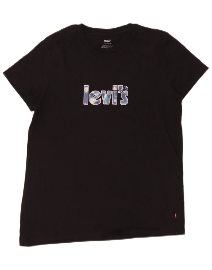 Levi's Womens Graphic T-Shirt Top UK 12 Medium Black Cotton